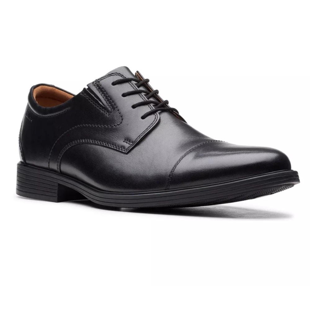 Clarks Whiddon Cap Black Leather Dress Shoes